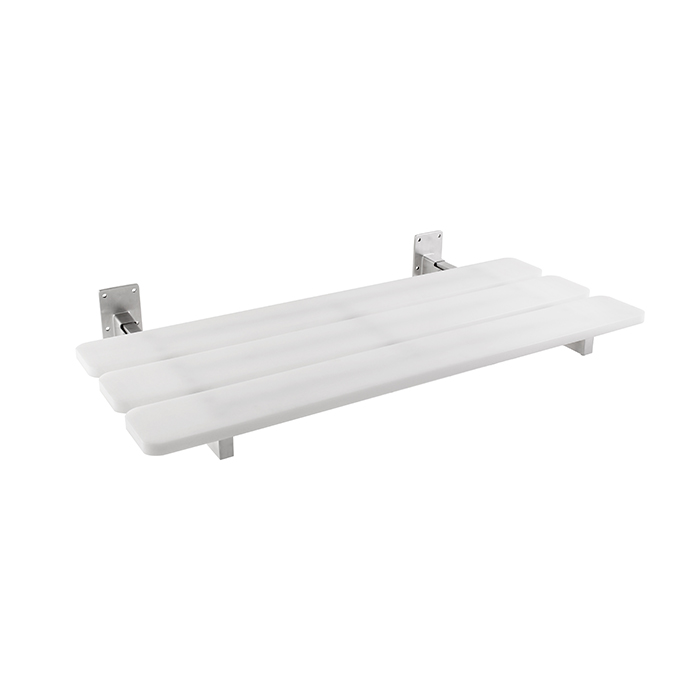 SUPPORT 800MM SHOWER SEAT WHITE/BRUSHED STAINLESS STEEL