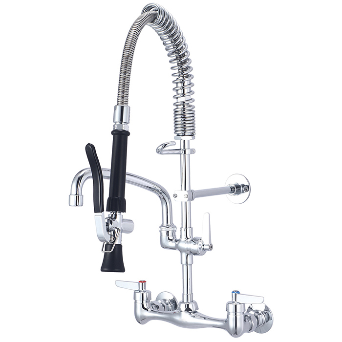 WALL MOUNT PRE-RINSE COMMERCIAL KITCHEN MIXER WITH SINK SPOUT CHROME