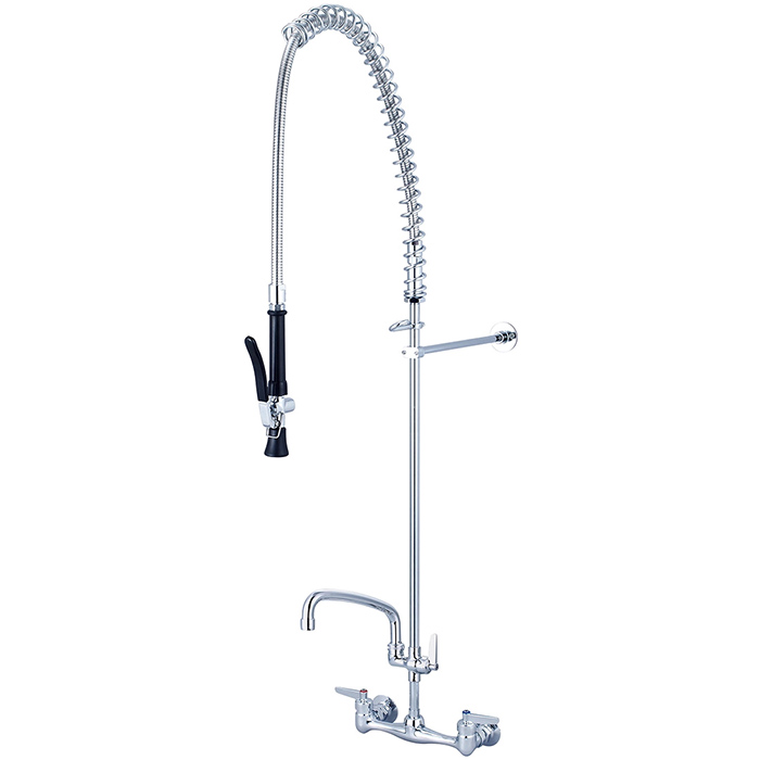 WALL MOUNT EXTENDED HEIGHT PRE-RINSE COMMERCIAL KITCHEN MIXER WITH SINK SPOUT CHROME
