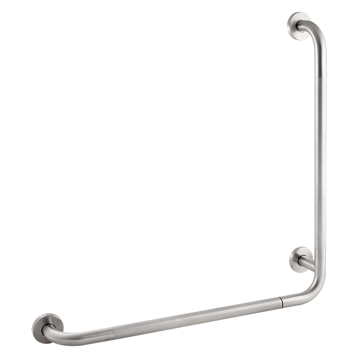 SUPPORT DIAMOND KNURL 90 DEGREE HAND RAIL 750X750MM BRUSHED STAINLESS STEEL