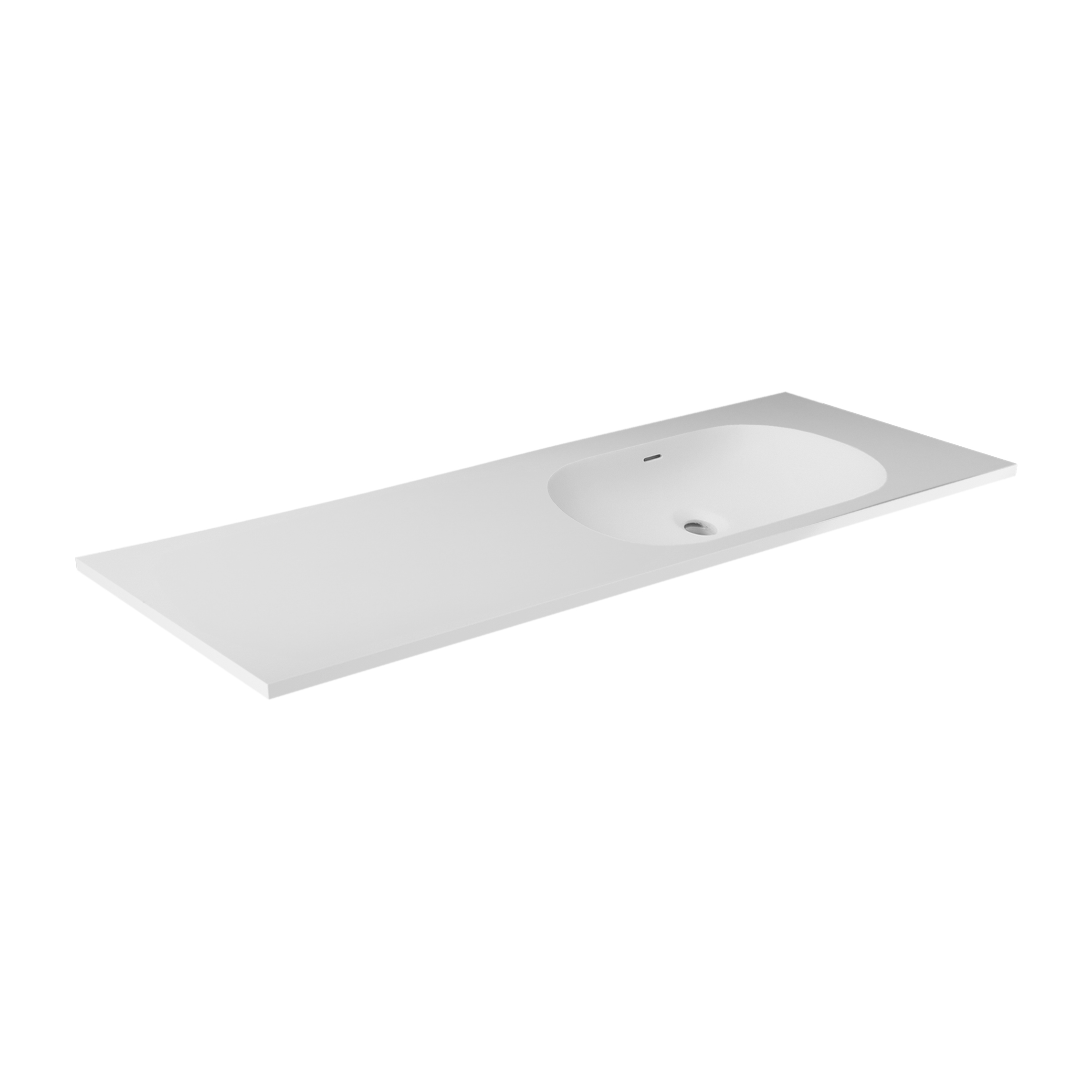 ELECAST OVALE VANITY TOP 1190X455X130MM SINGLE RIGHT BOWL NTH WHITE