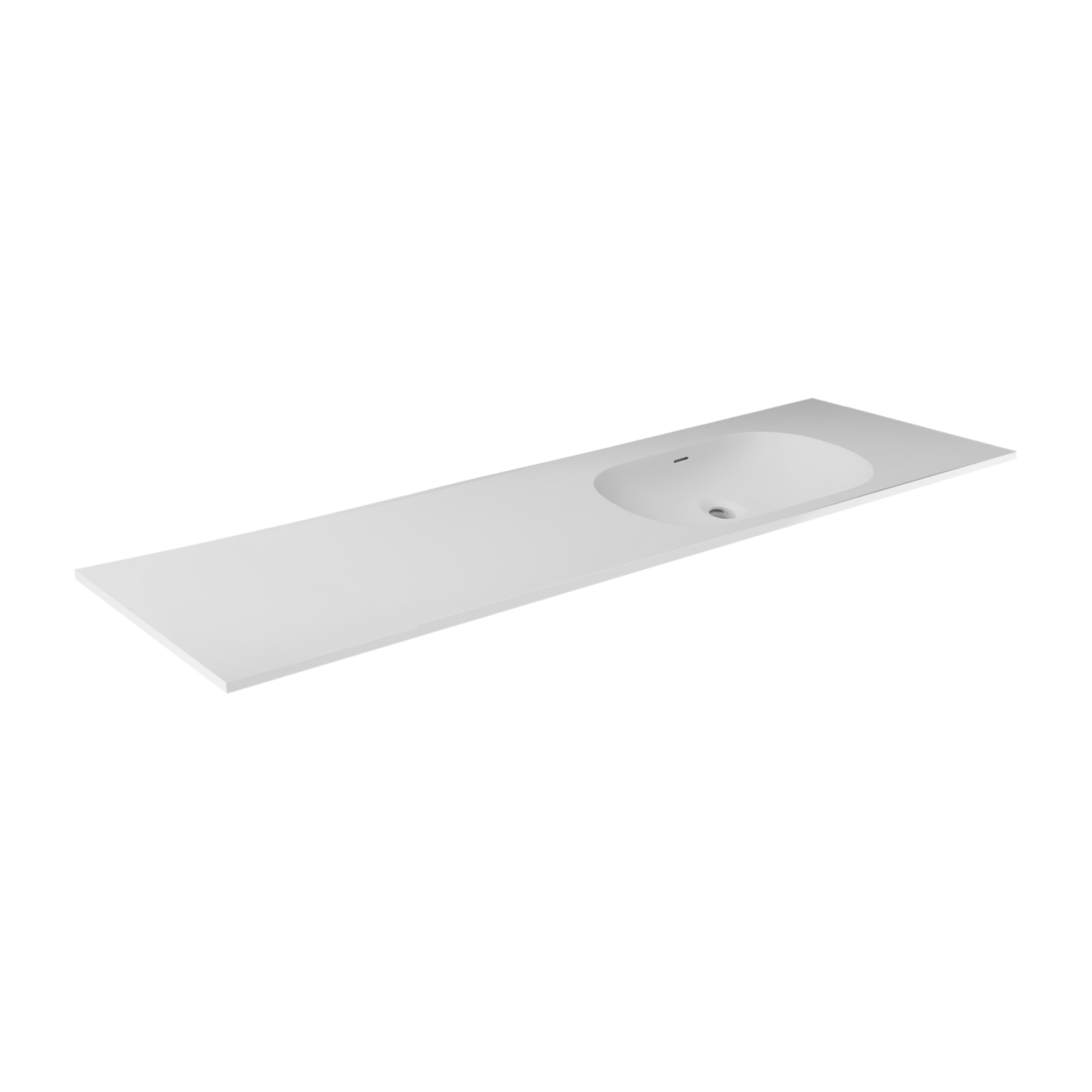ELECAST OVALE VANITY TOP 1490X455X130MM SINGLE RIGHT BOWL NTH WHITE
