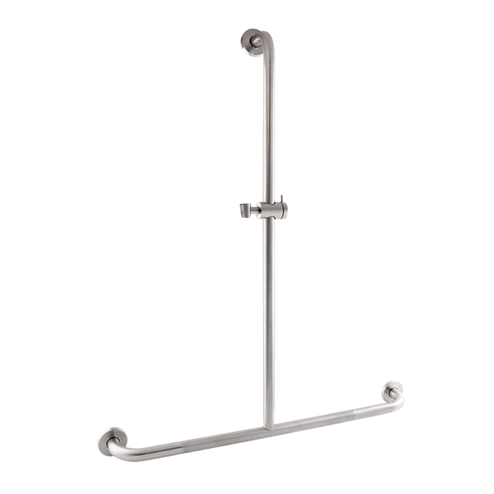 SUPPORT DIAMOND KNURL T SLIDE SHOWER RAIL 900 X 1063MM BRUSHED STAINLESS STEEL