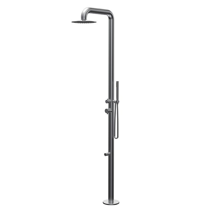 ENVY OUTDOOR SHOWER COLUMN W/FOOT SPRAY, DIVERTER & HANDPIECE  316 STAINLESS STEEL